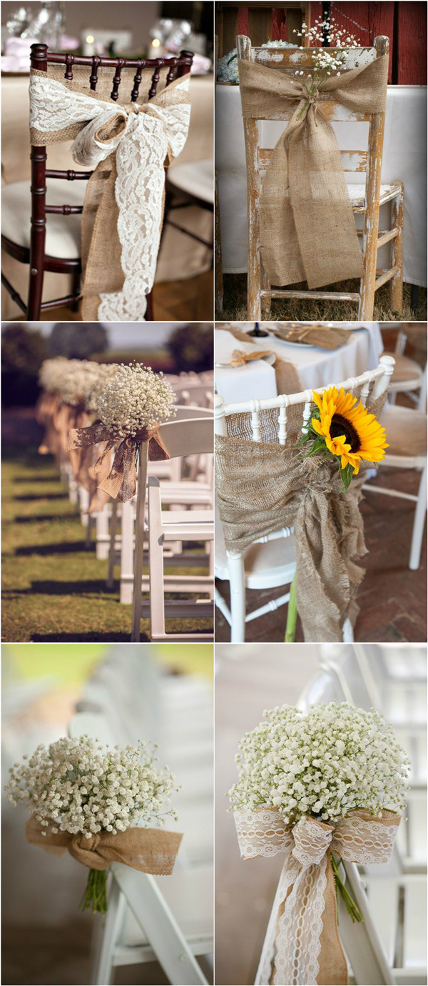 Wedding Chair Decorations
 30 Rustic Burlap And Lace Wedding Ideas