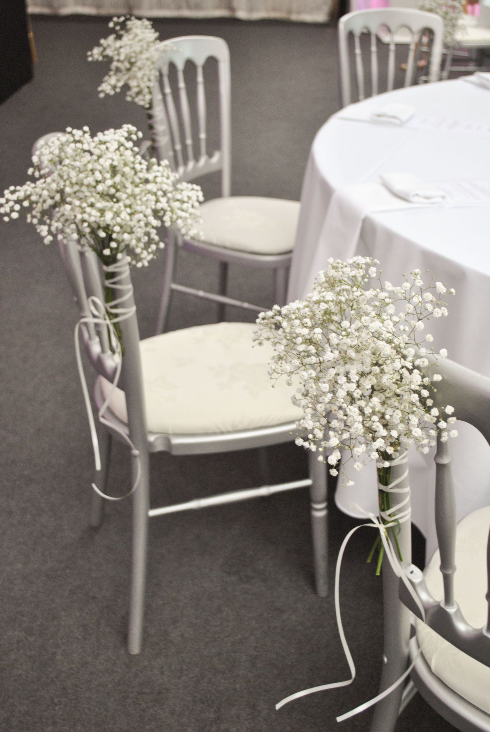 Wedding Chair Decorations
 Pink and white wedding flowers