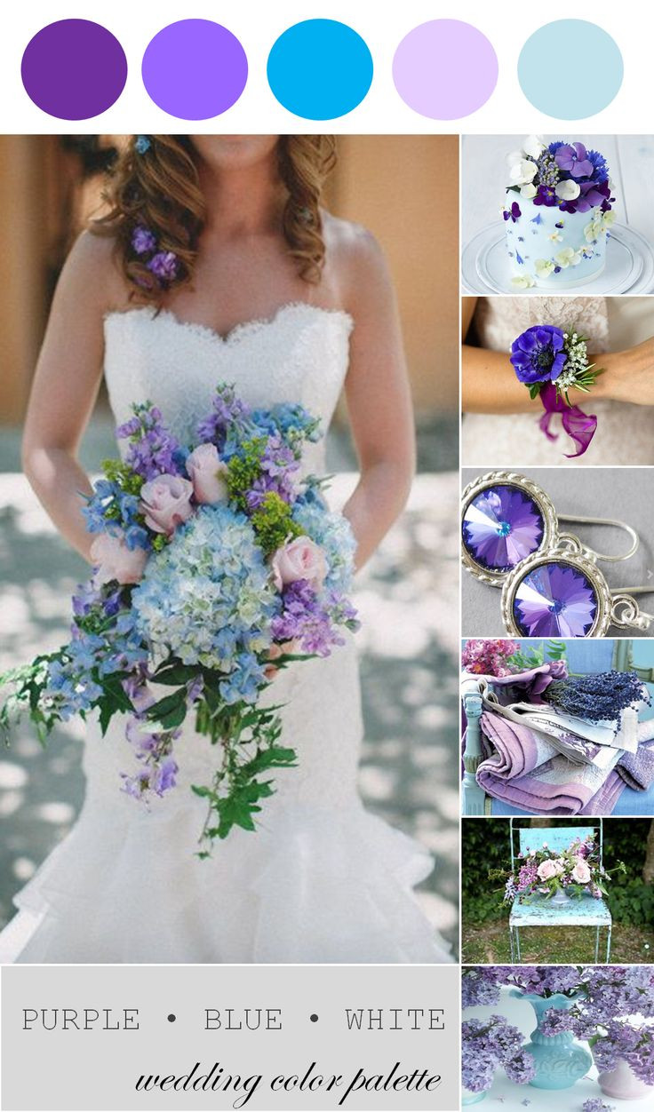 Wedding Color Palette
 Spring Wedding Inspiration Purple Blue and White