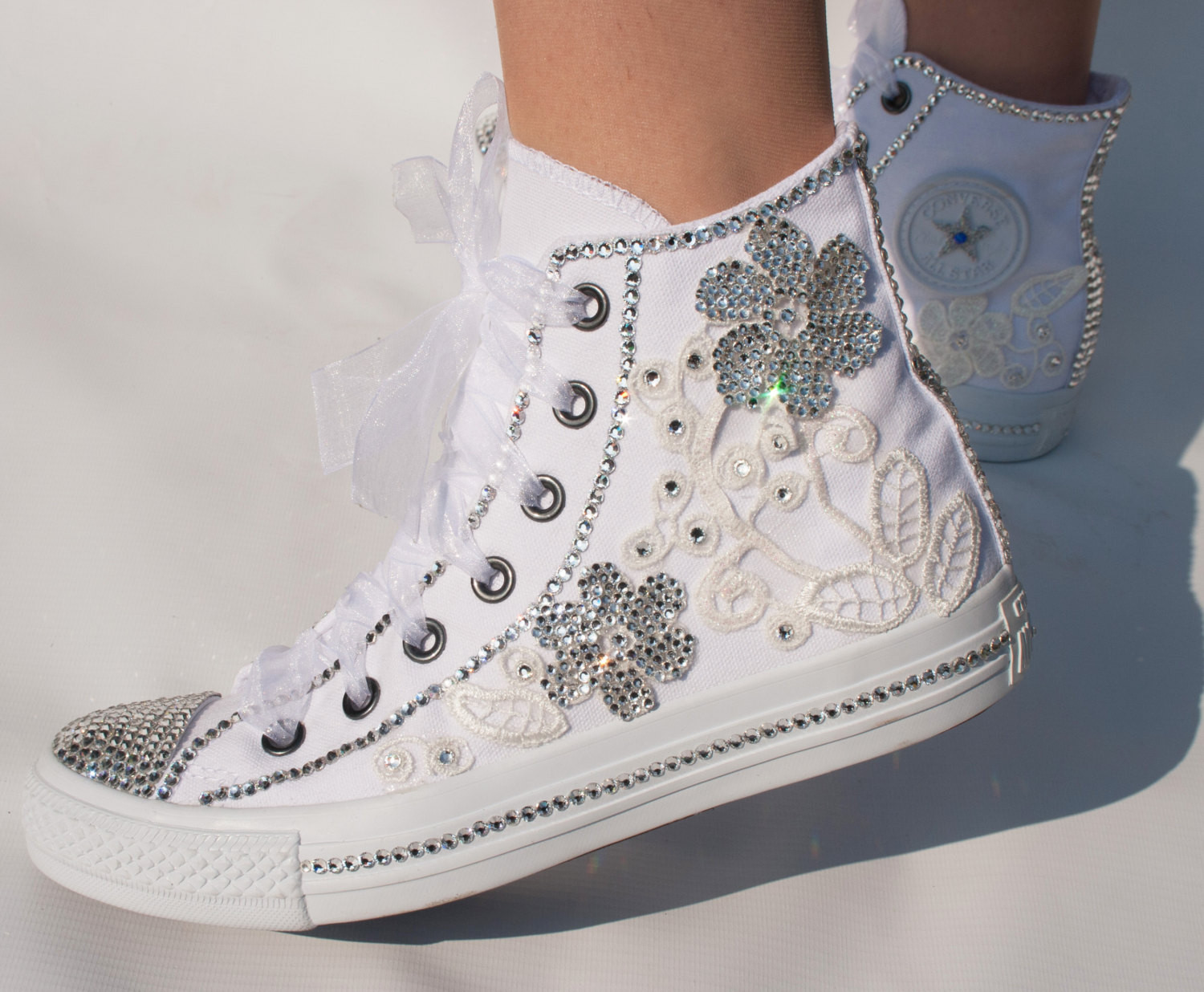 Wedding Converse Shoes
 Romantic wedding converse High top wedding trainers with