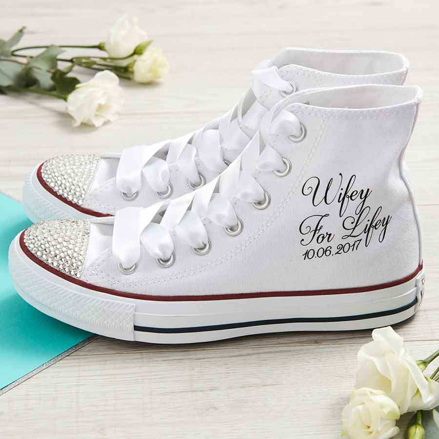 Wedding Converse Shoes
 Wifey For Lifey Wedding Converse Shoes High Top Date