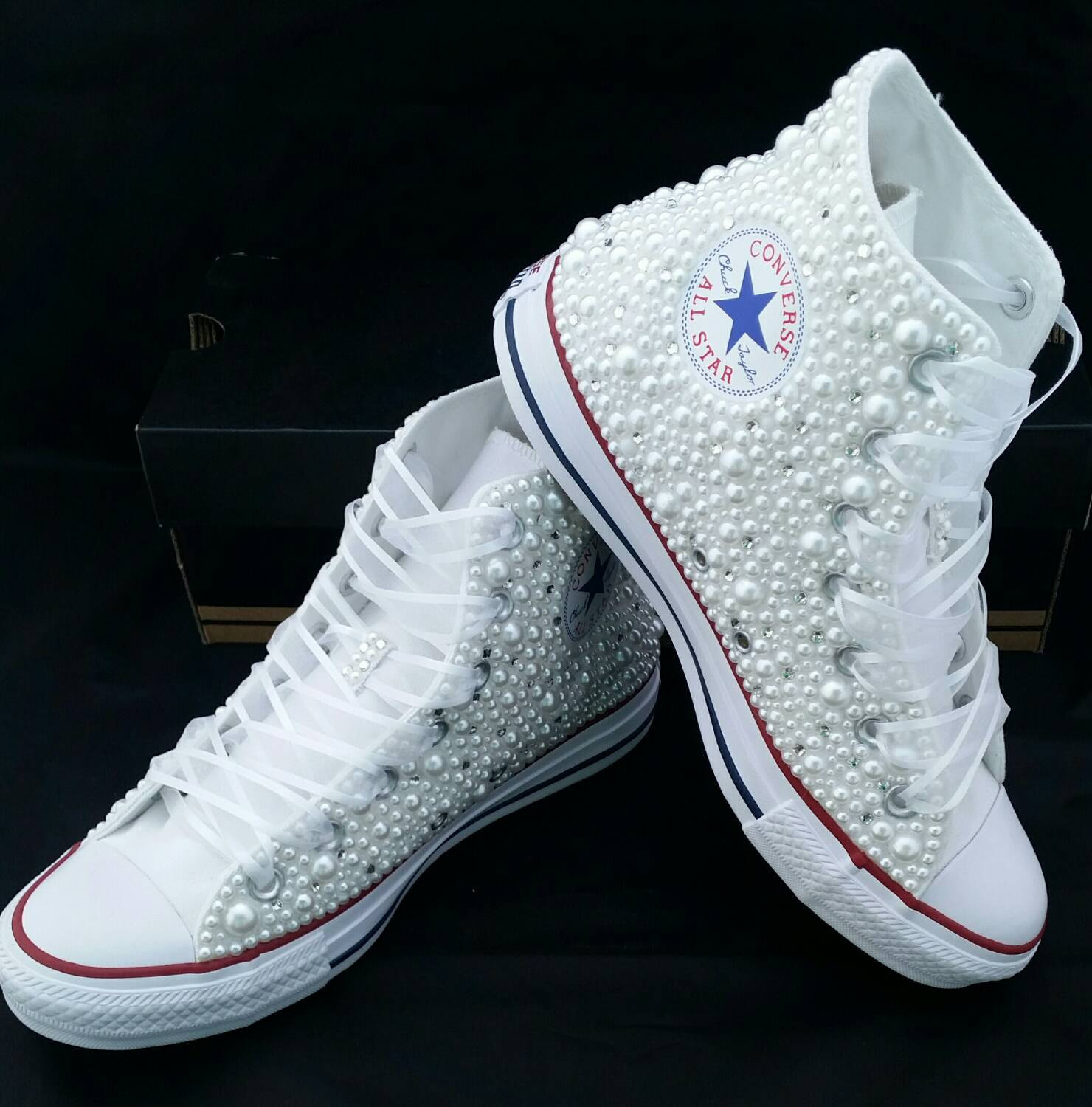 Wedding Converse Shoes
 Bridal Converse Wedding Converse Bling & Pearls by