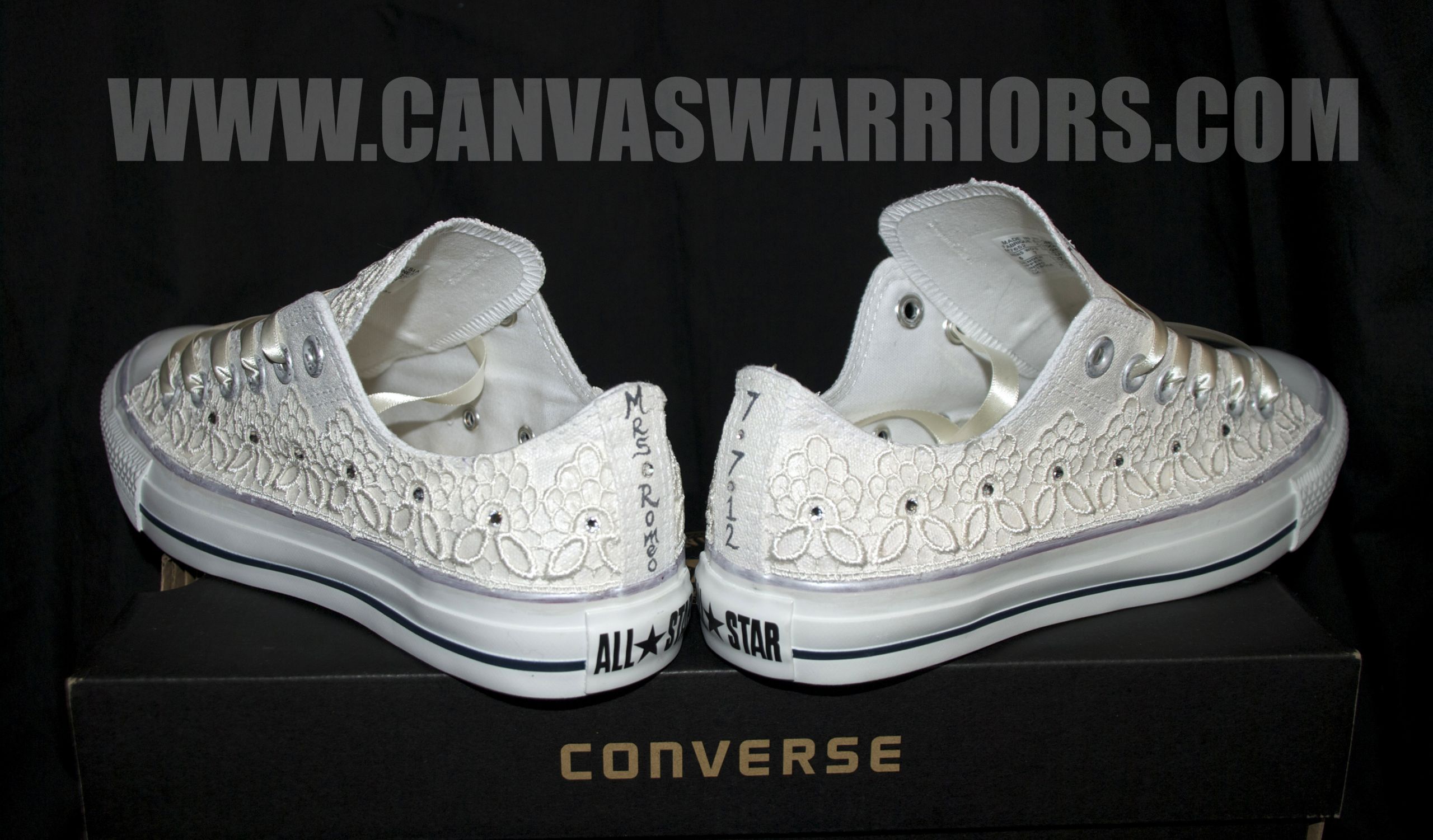 Wedding Converse Shoes
 Custom Vintage Lace Wedding Converse Canvas Warriors