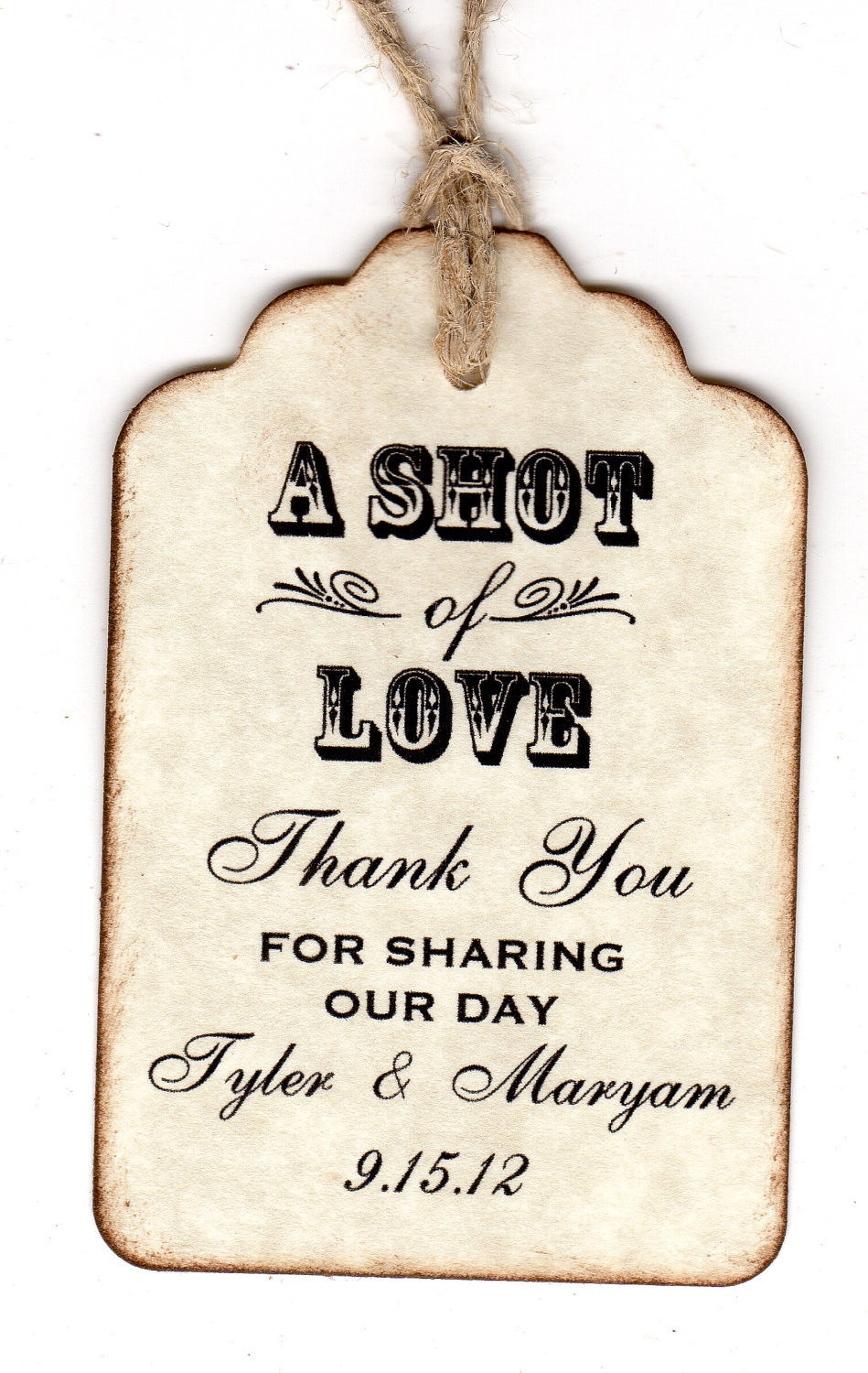 Wedding Favor Tags
 50 Personalized Shot Love Wedding Favor Tags by