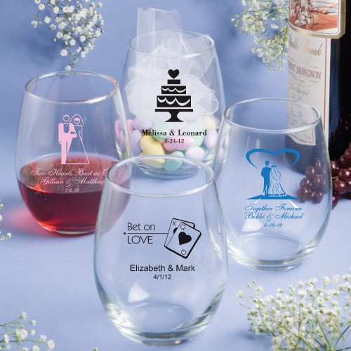 Wedding Favors Com
 Personalized Stemless Wine Glasses 15 oz Gift Boxes