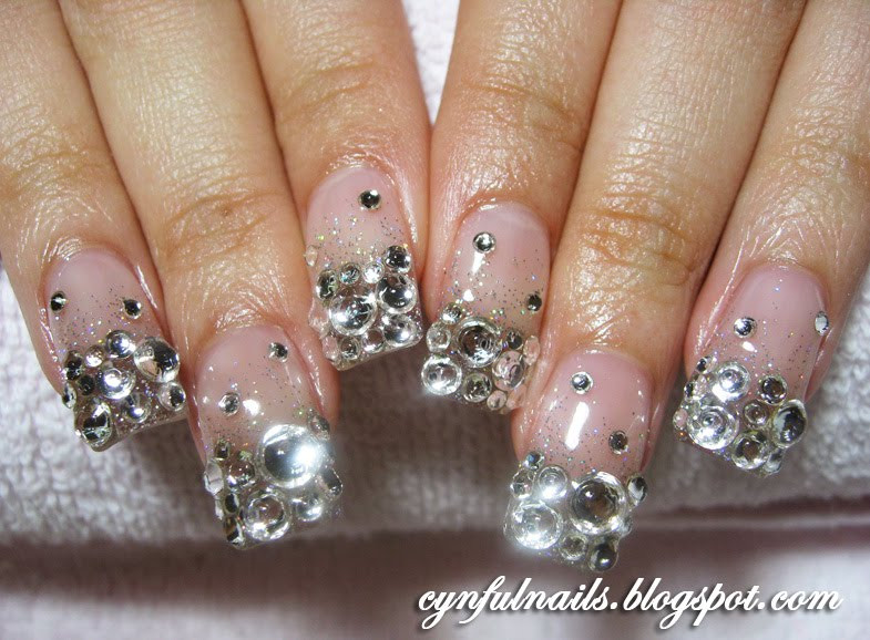 Wedding Gel Nails
 Cynful Nails Clear and glittery