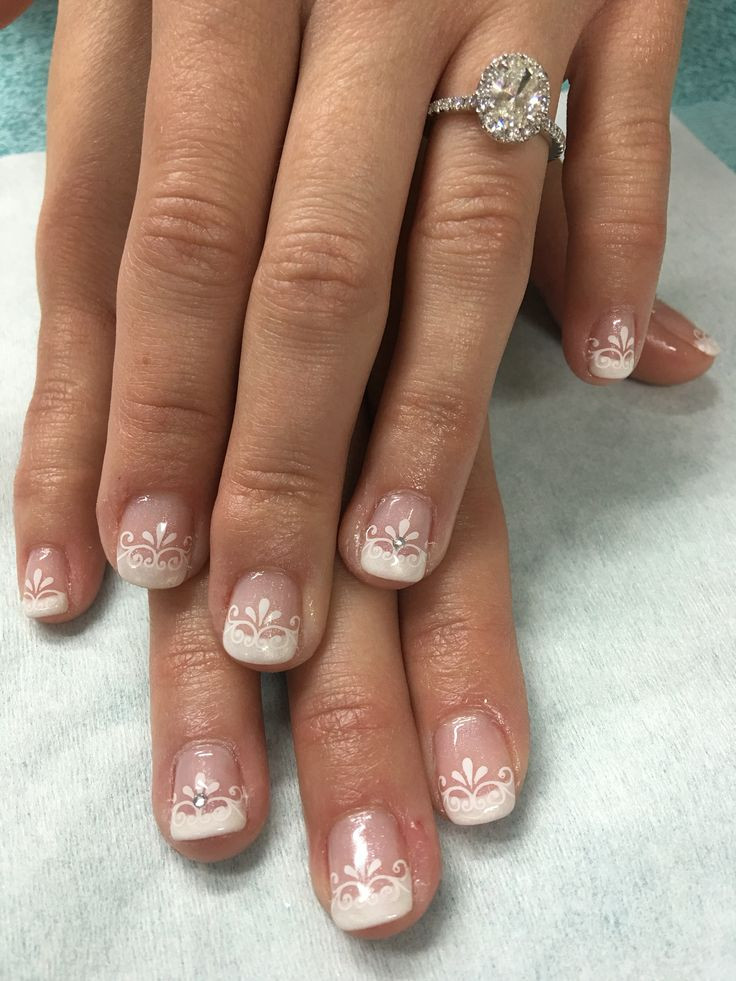 Wedding Gel Nails
 Stamped bridal wedding gel nails