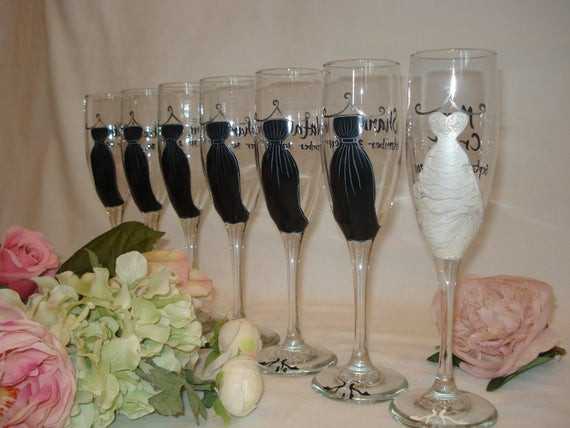 Wedding Gift Ideas For Bridesmaids
 Personalized Hand Painted Bridesmaid Dress Wine Glasses GIFT