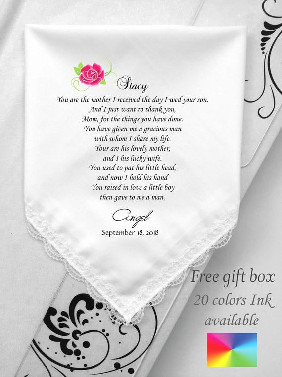 Wedding Gift Ideas From Mother To Daughter
 Mother In Law Weddings Handkerchief Wedding Gift From Daughter