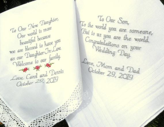 Wedding Gift Ideas From Mother To Daughter
 Embroidered Wedding Handkerchiefs Wedding Gift Daughter and