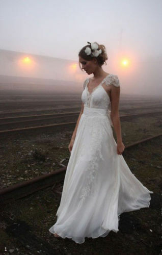 Wedding Gowns For Beach Wedding
 New Beach Wedding Dress Chiffon Bridal Gown Custom Size 4