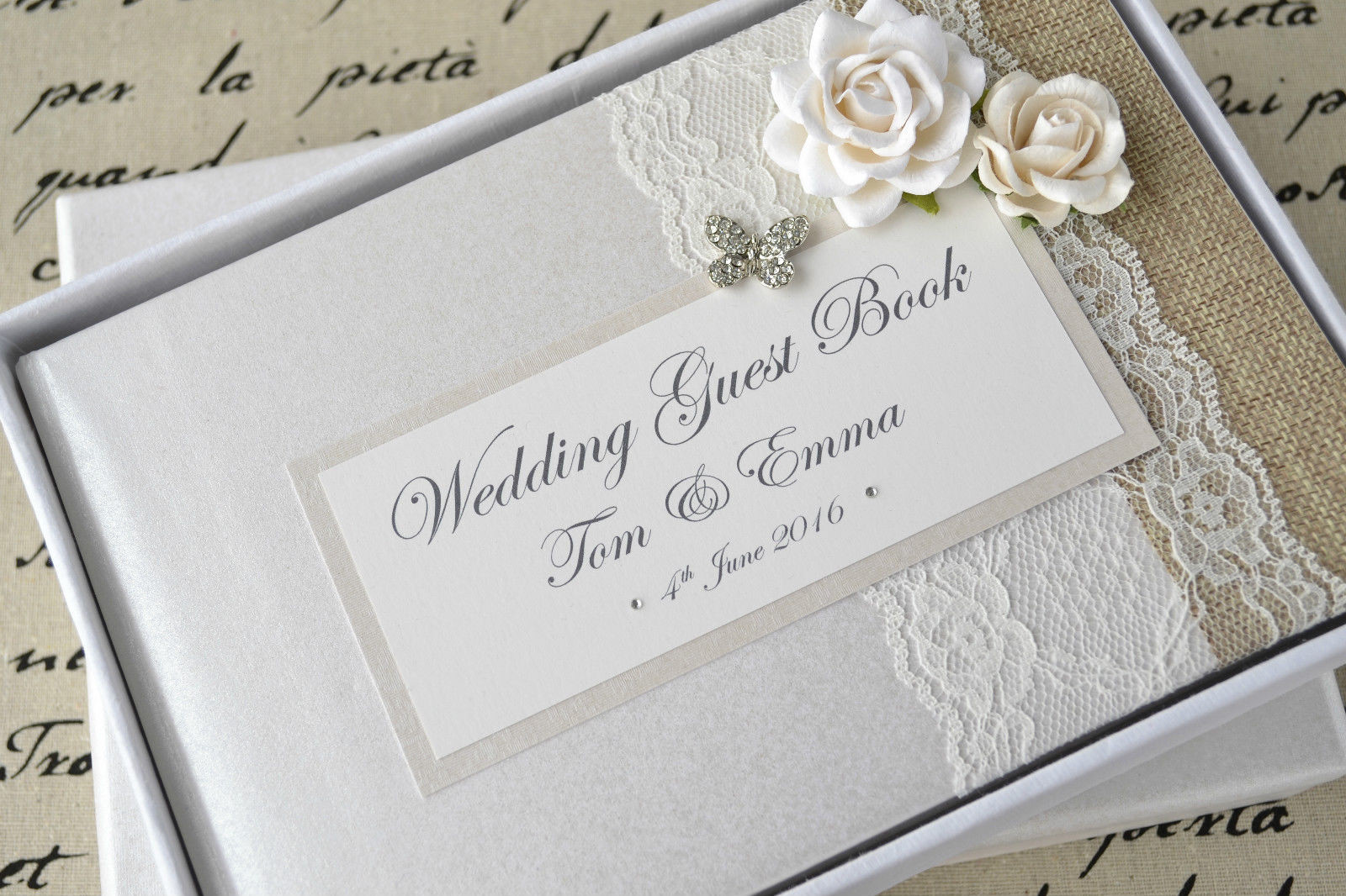 Wedding Guest Book Ideas Uk
 Luxury Personalised Wedding Guest Book & Album Set Lace
