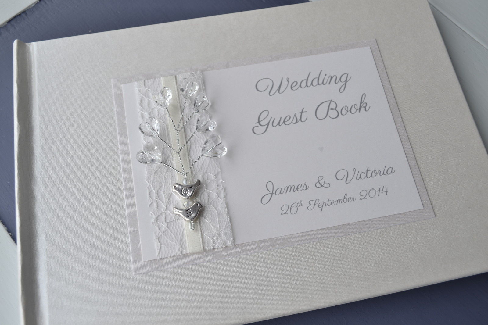 Wedding Guest Book Ideas Uk
 Love Birds Orginal Design Ivory Personalised Wedding