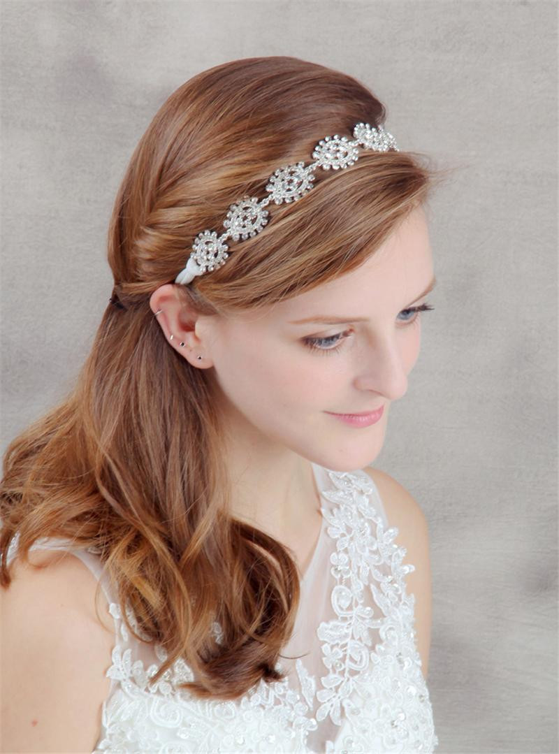Wedding Hairstyles With Headpiece
 Crystal Head Chain Tiara Wedding Headband Hair Accessories