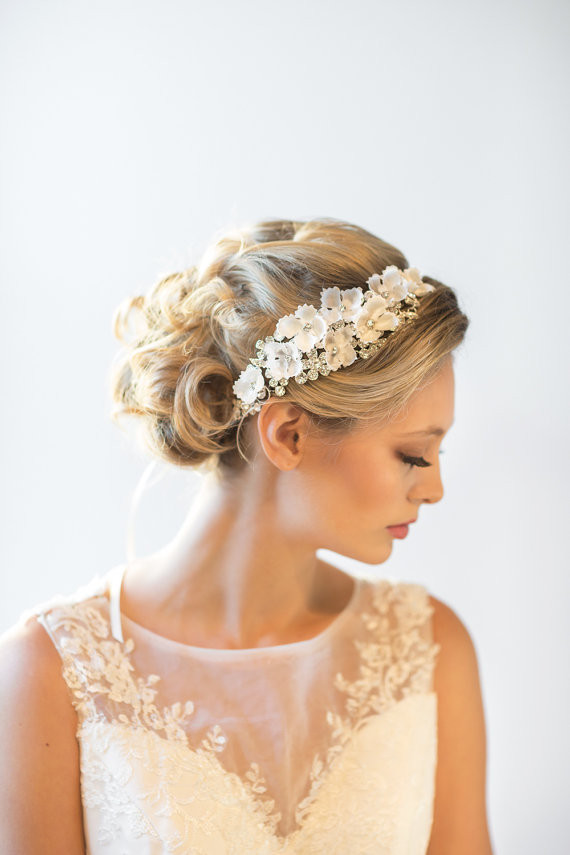 Wedding Hairstyles With Headpiece
 Wedding Headpiece Bridal Hair Accessory Bridal Ribbon