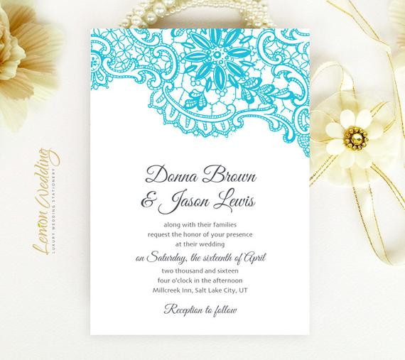 Wedding Invitation Cheap
 Cheap Wedding Invitations Elegant blue lace by LemonWedding