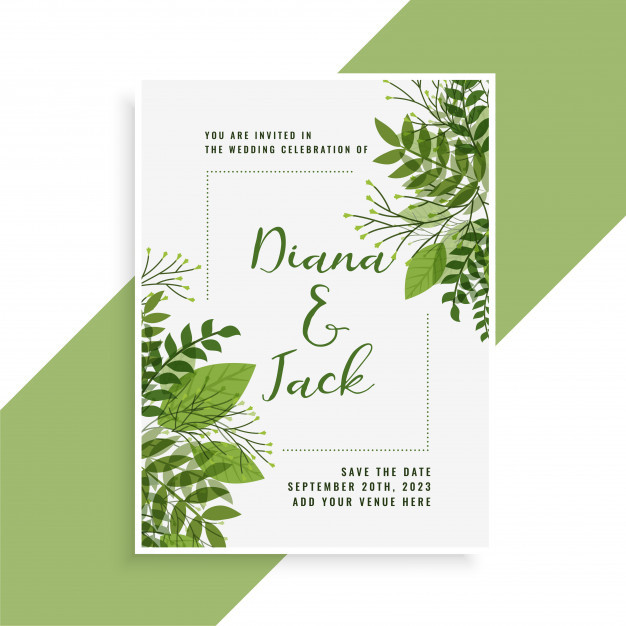 Wedding Invitation Design Online
 Wedding invitation card design in floral green leaves
