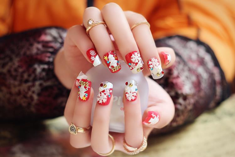 Wedding Nails Tab
 3D French Manicure Fingernails Wedding Bride Rhinestone