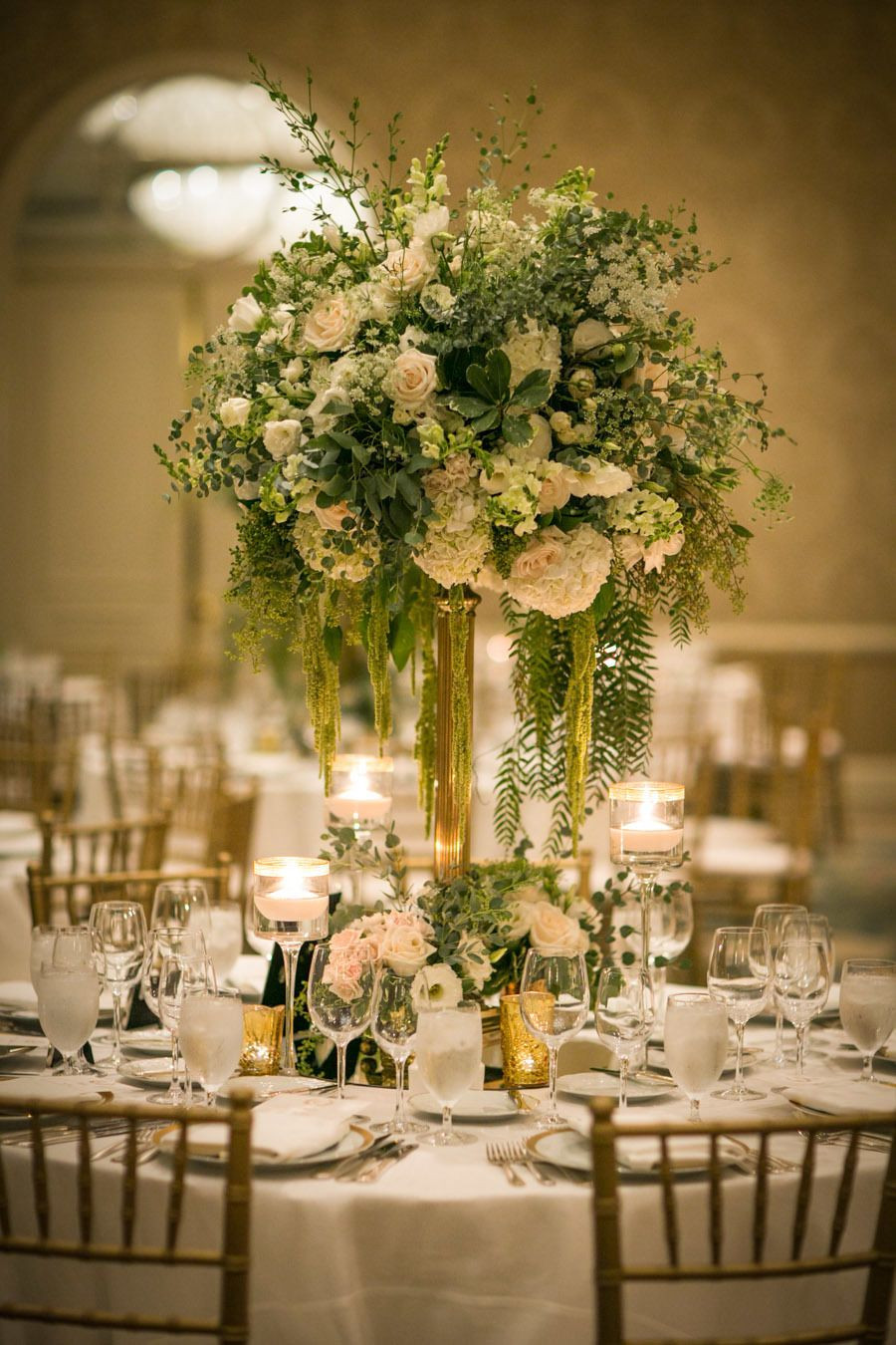 Wedding Reception Flower Arrangements
 Classic Beverly Hills Ballroom Wedding