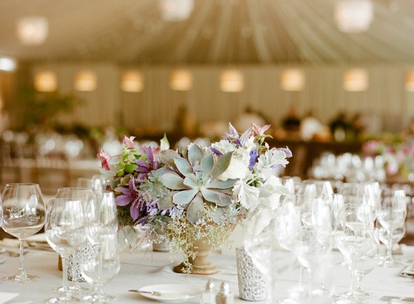 Wedding Reception Flower Arrangements
 Elegant Purple Wedding at Black Swan Lake ce Wed