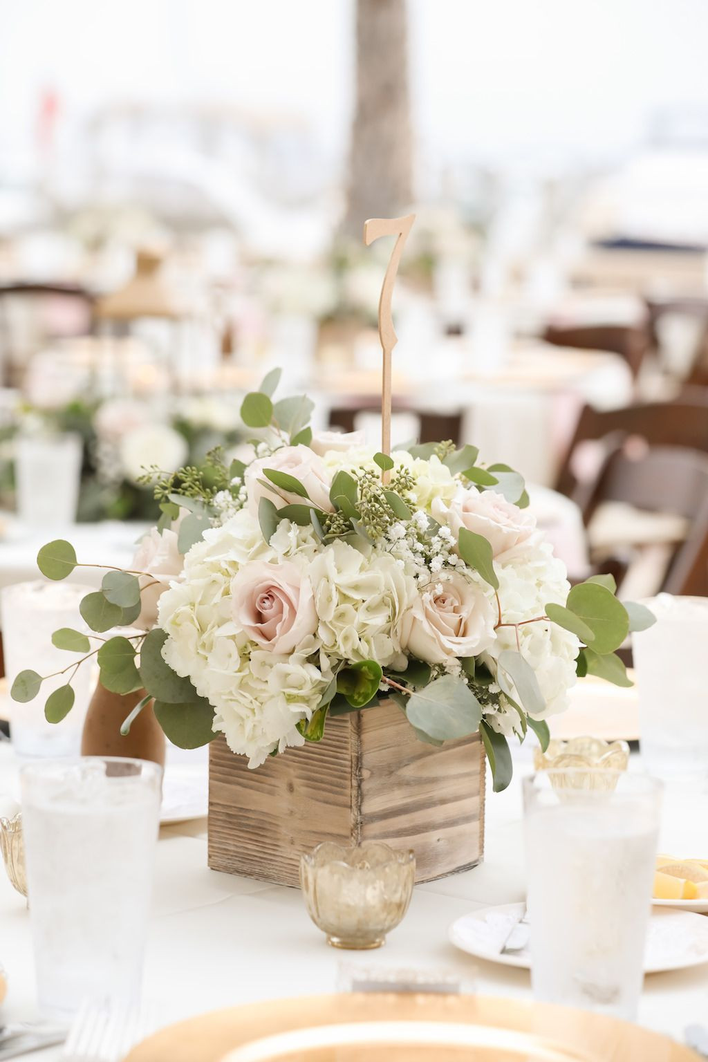 Wedding Reception Flower Arrangements
 Romantic Champagne and Ivory South Tampa Waterfront