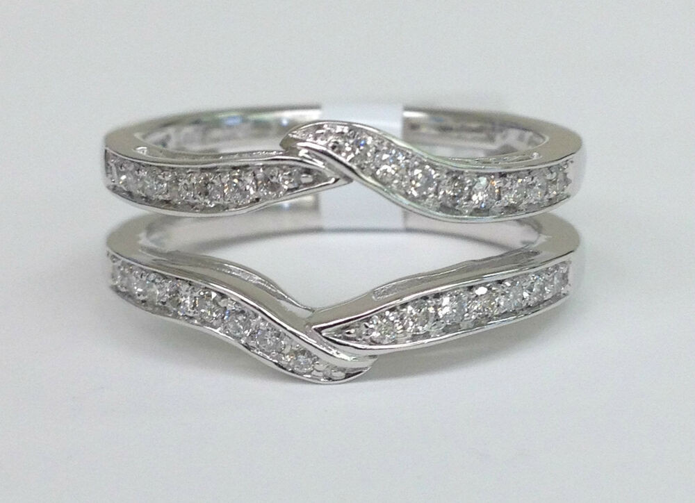 Wedding Ring Guard
 Solitaire Enhancer Diamonds Ring Guard Wrap 14k White Gold