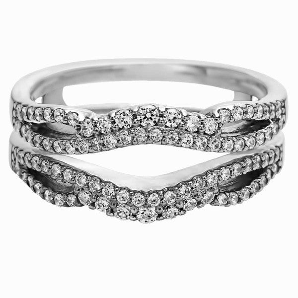 Wedding Ring Guard
 Sterling Silver 1 2ct TDW Diamond Double Infinity Wedding