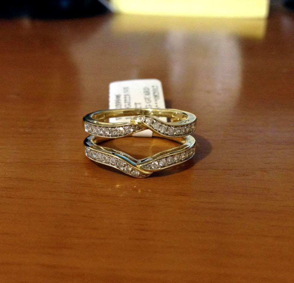 Wedding Ring Guard
 Solitaire Enhancer Diamonds Ring Guard Wrap Yellow Gold