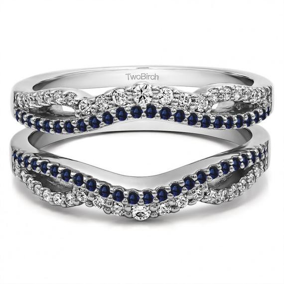 Wedding Ring Guard
 Diamond and Sapphire Double Infinity Wedding Ring Guard