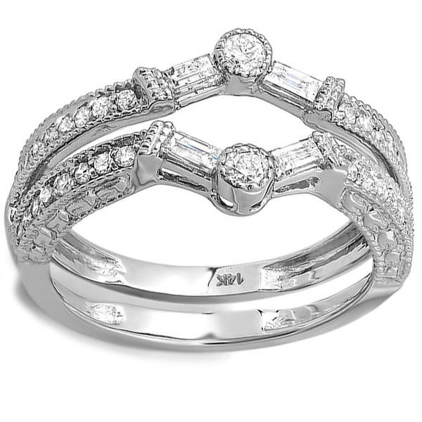 Wedding Ring Guards
 14k White Gold 1 2ct TDW Diamond Engagement Ring Enhancer