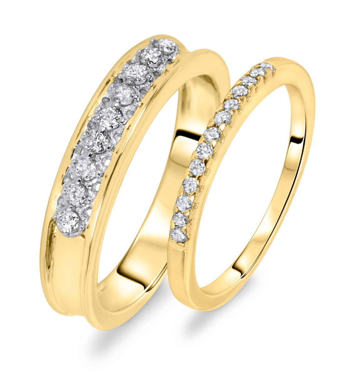 Wedding Ring His And Hers
 3 8 CT T W Diamond His And Hers Wedding Rings 14K Yellow