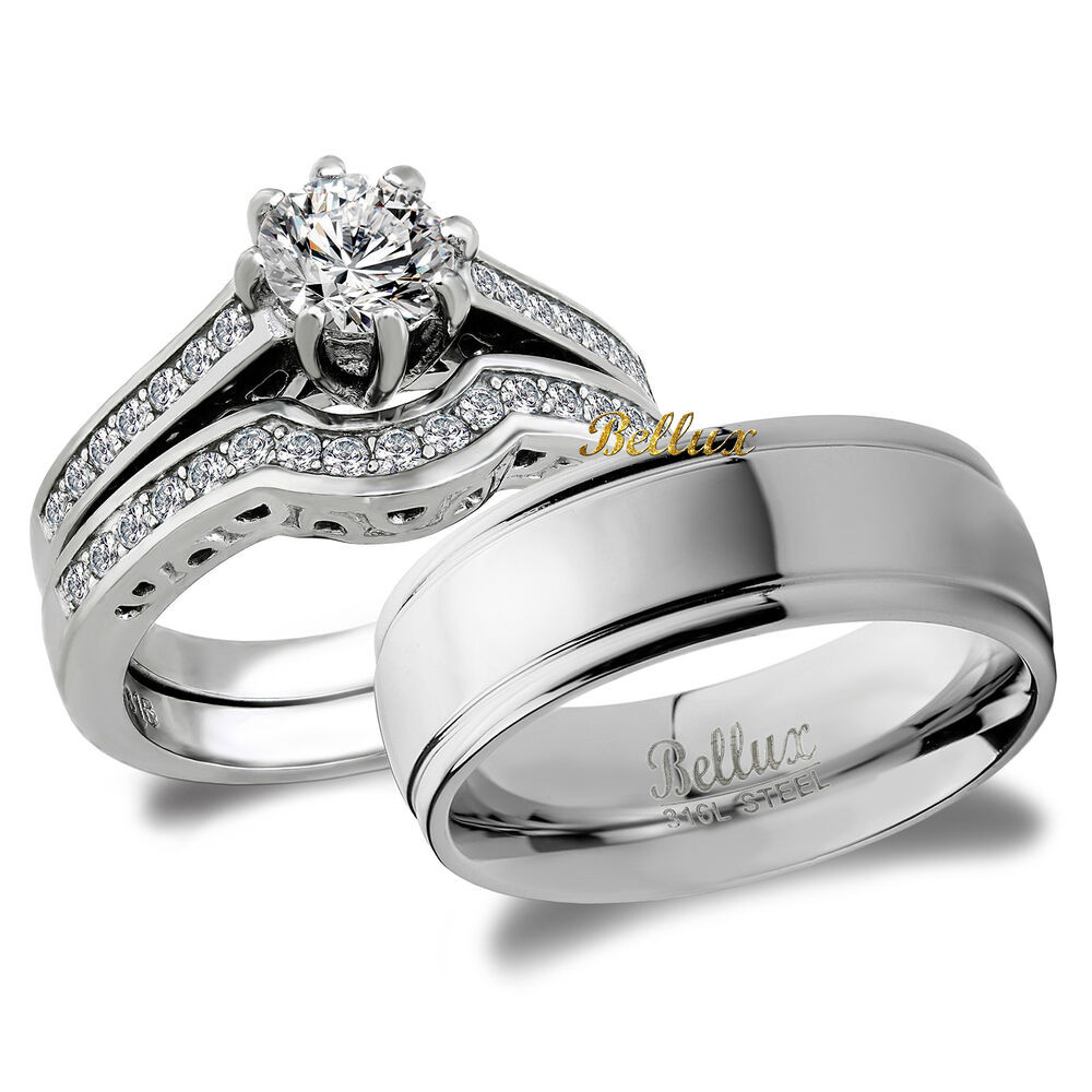 Wedding Ring His And Hers
 His and Hers Bridal Matching Wedding Ring Set