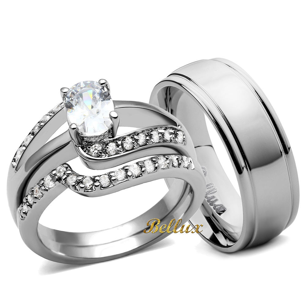 Wedding Ring Set His And Hers
 His and Hers Wedding Ring Sets Women s Oval CZ Rings Set