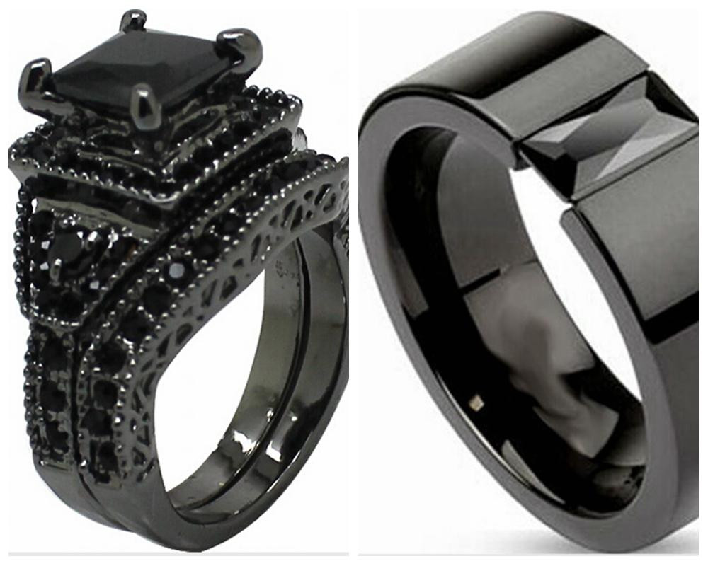 Wedding Ring Sets Black
 2018 Sz 5 15 Black Wedding Engagement Ring Band Set