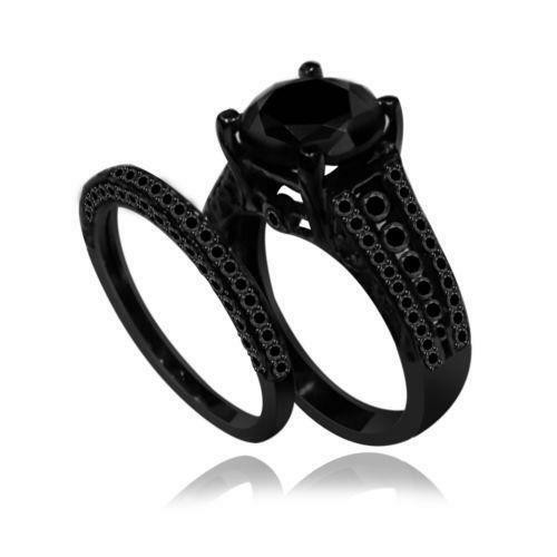 Wedding Ring Sets Black
 Black Diamond Wedding Set