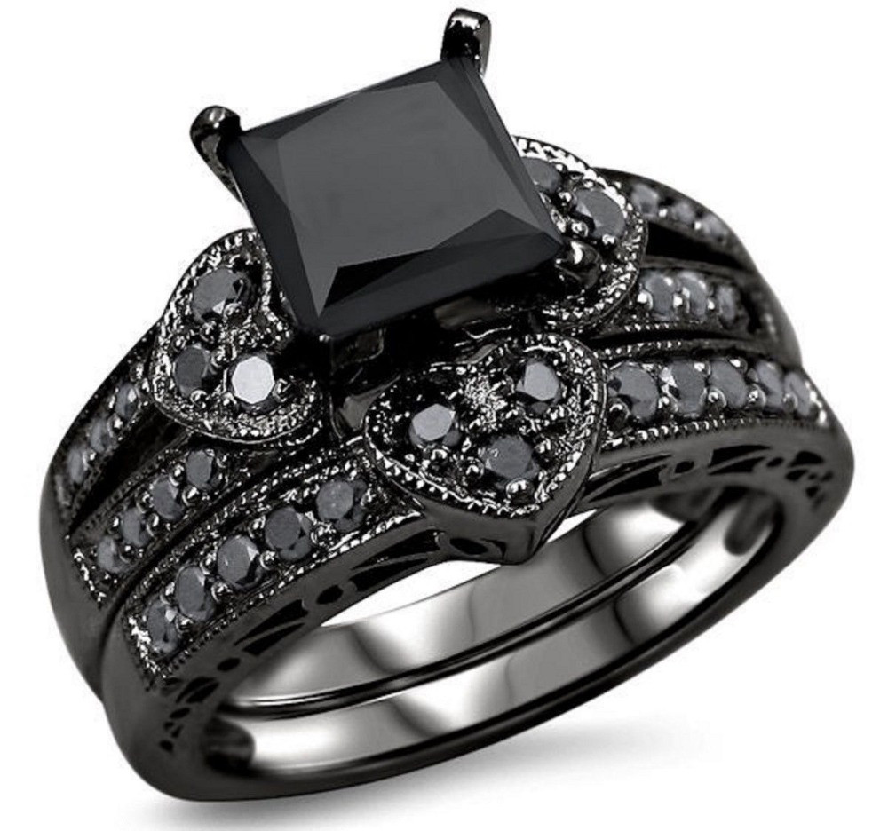 Wedding Ring Sets Black
 2015 NEW ARRIVED black gold princess cut medusa wedding