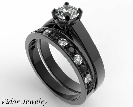 Wedding Ring Sets Black
 Unique Alternating Black And White Diamond Wedding Ring