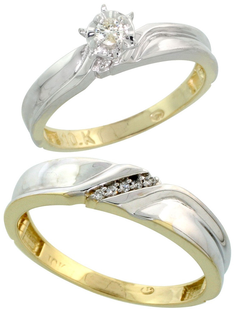 Wedding Ring Sets For Him And Her Walmart
 10k Yellow Gold 2 Piece Diamond wedding Engagement Ring