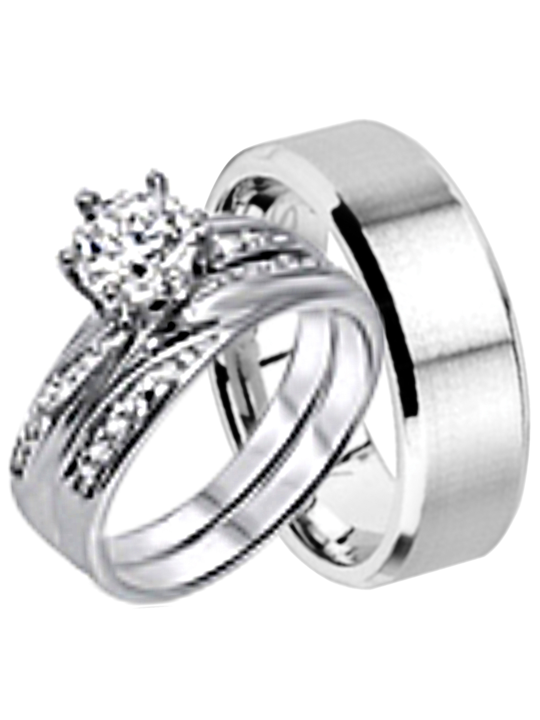 Wedding Ring Sets For Him And Her Walmart
 His and Hers Wedding Ring Set Matching Wedding Bands for