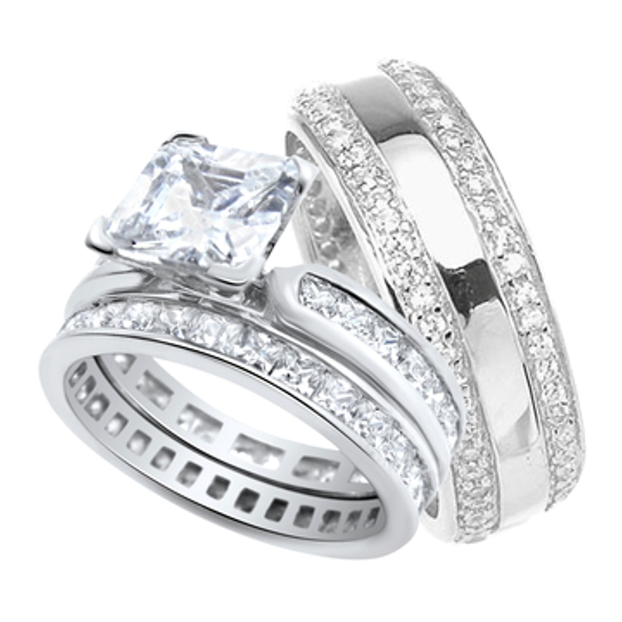 Wedding Ring Sets For Him And Her Walmart
 His and Hers Wedding Ring Set Matching Sterling Silver