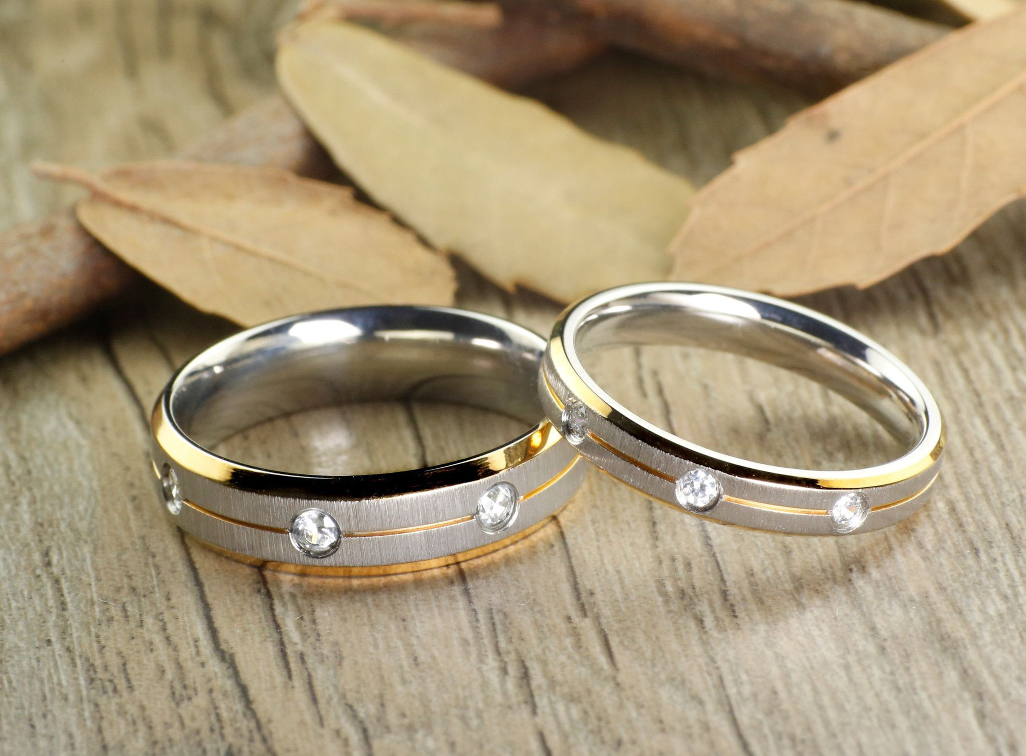 Wedding Ring Sets For Him And Her White Gold
 His and Her Couple Two Tone Gold & White Gold Matt