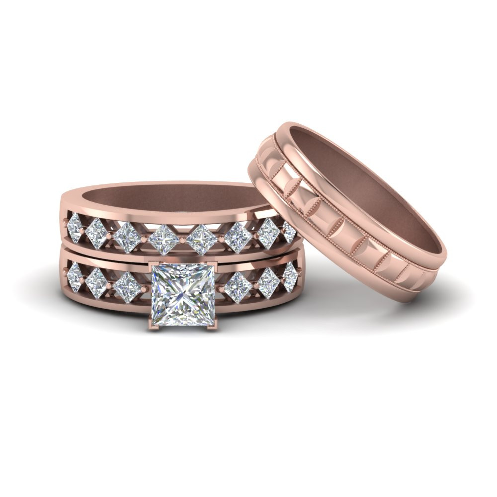 Wedding Ring Sets For Him And Her White Gold
 Shop Our 18k Rose Gold Trio Wedding Ring Sets Fascinating