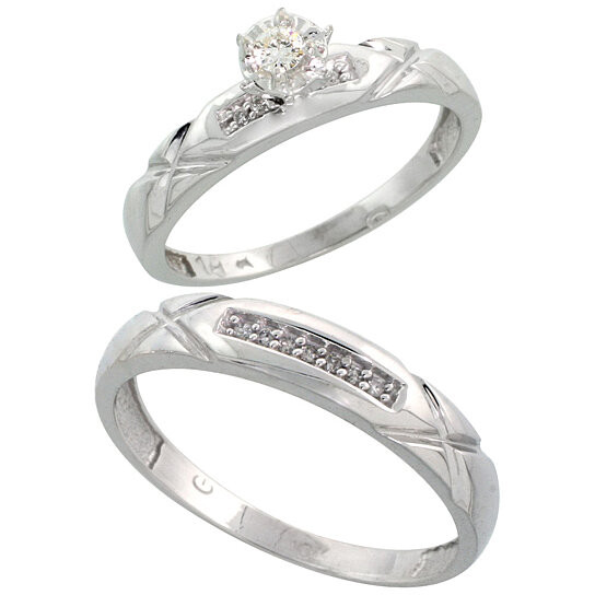 Wedding Ring Sets For Him And Her White Gold
 Buy 10k White Gold 2 Piece Diamond wedding Engagement Ring