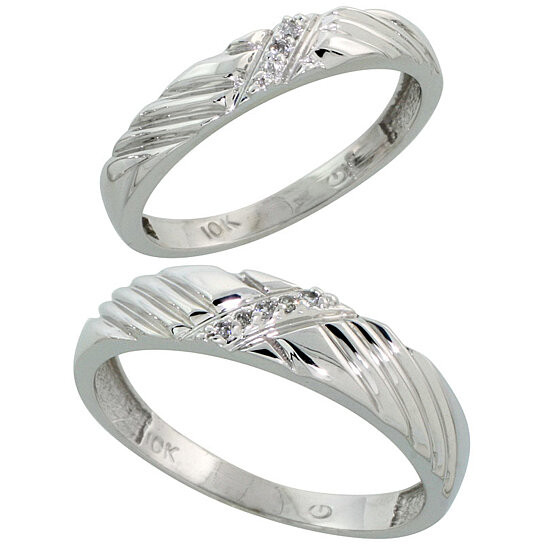 Wedding Ring Sets For Him And Her White Gold
 Buy 10k White Gold Diamond Wedding Rings Set for him 5 mm