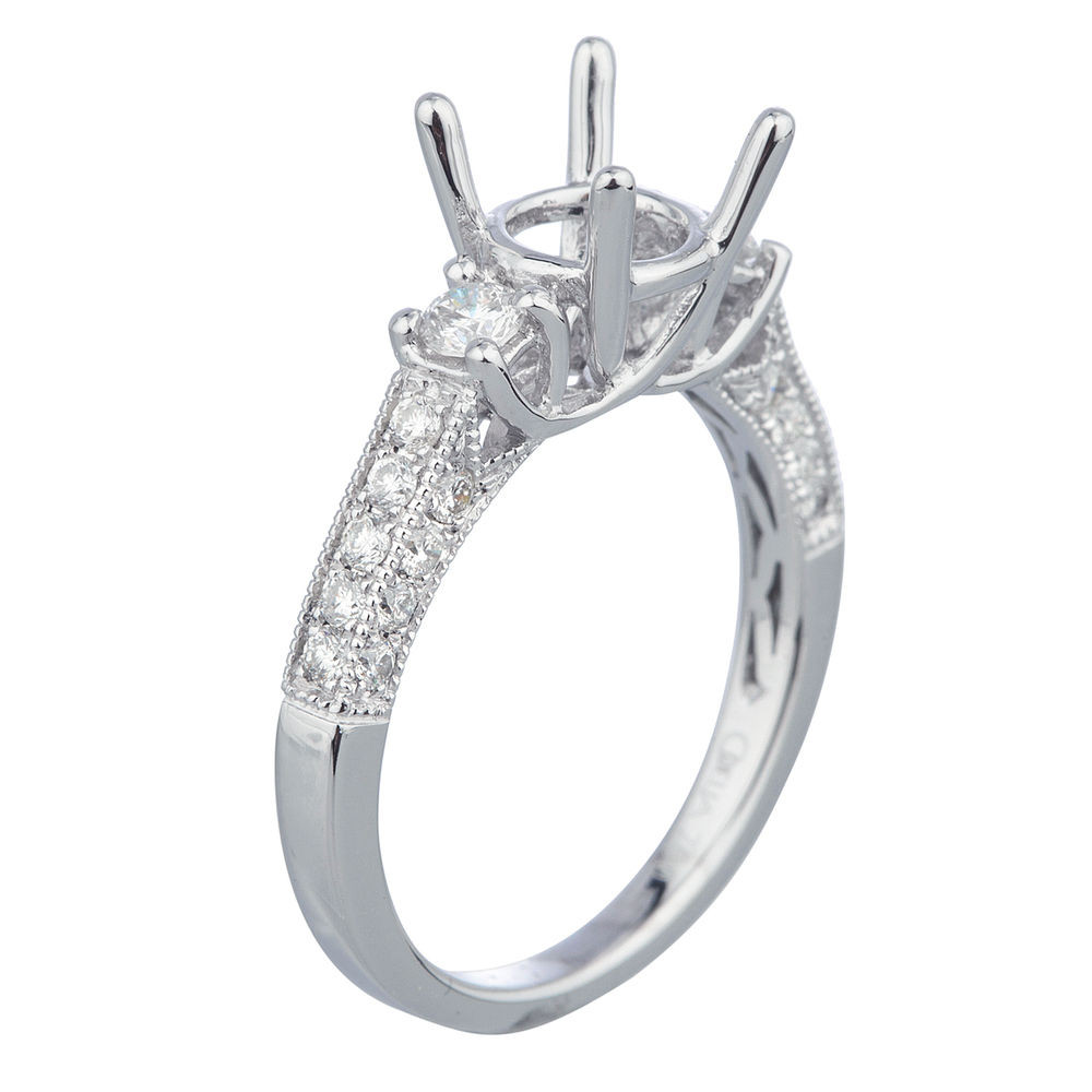 Wedding Ring Settings Only
 18k White Gold Diamond Engagement Ring Setting 065ct Size