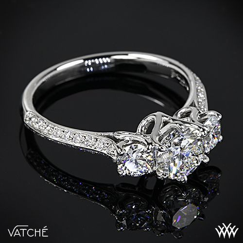 Wedding Ring Settings Only
 Platinum Vatche 324 "Swan" 3 Stone Engagement Ring