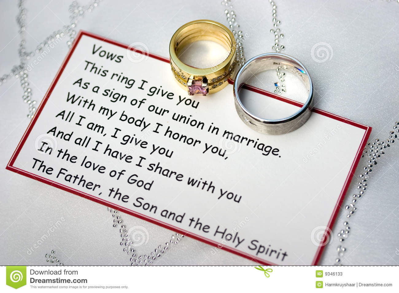 Wedding Ring Vows
 Wedding Rings And Vows A Card Stock Image Image of