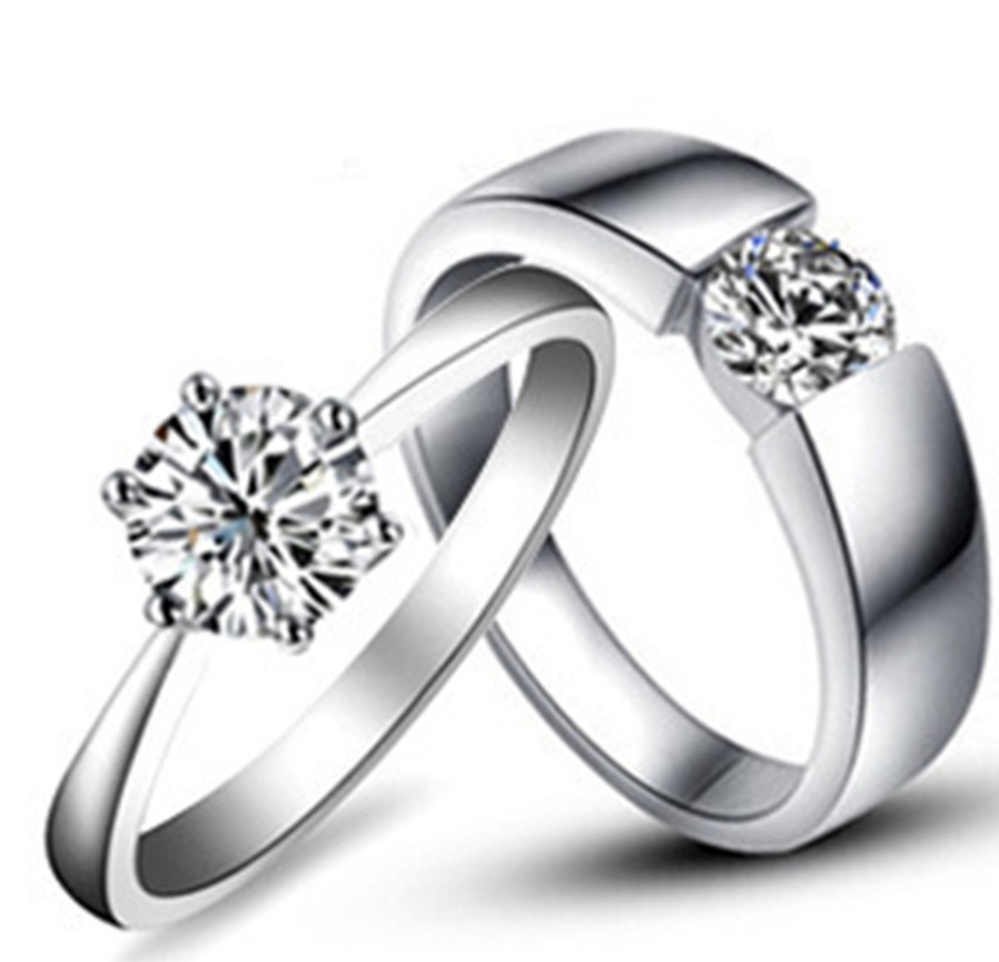 Wedding Rings For Couples
 Amazing Design Real Solid 18K 750 White Gold Couple Rings