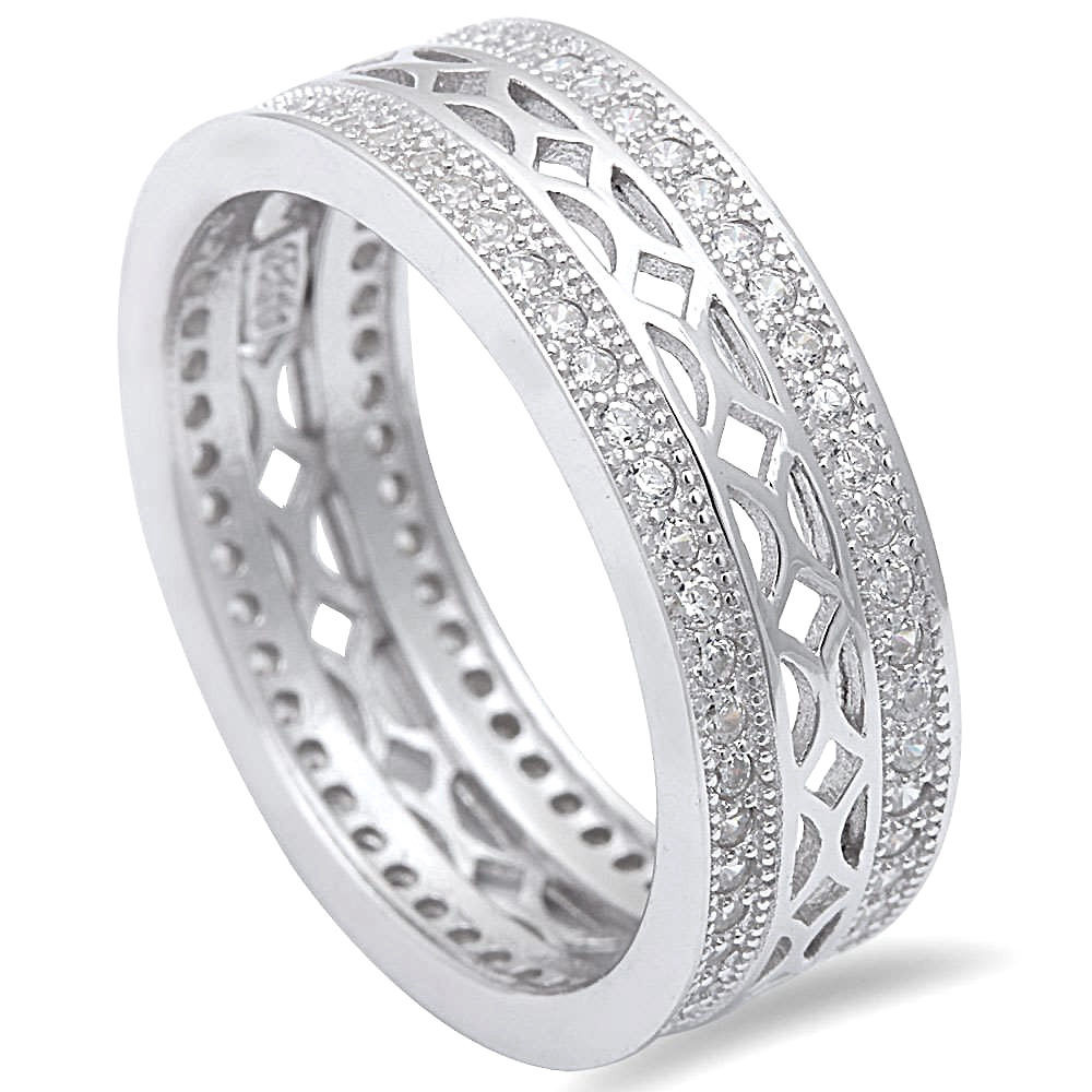 Wedding Rings Size 11
 Sterling Silver 925 Women s CZ Vintage Eternity Wedding