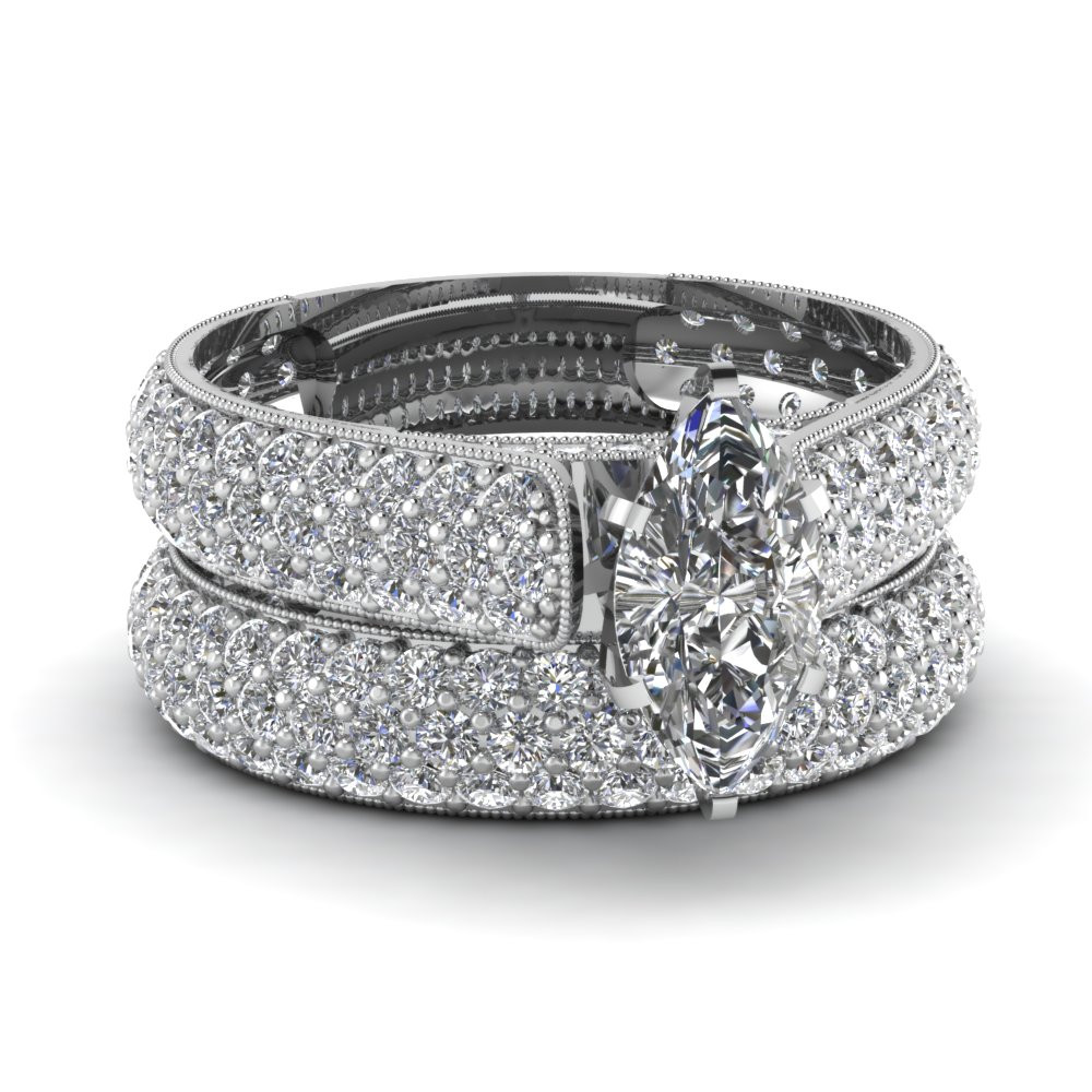 Wedding Rings Without Diamonds
 White Gold Marquise White Diamond Engagement Wedding Ring
